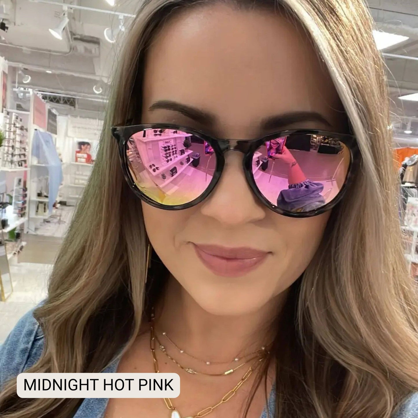 MIDNIGHT HOT PINK- Women's Polarized Medium Horn Sunglasses