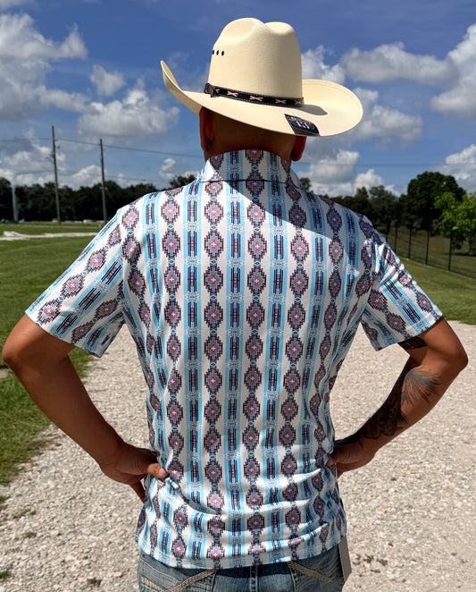 Men's Short Sleeve Printed Western Aztec Polo Shirt