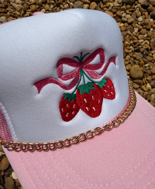 Strawberries & Bow
Embroiled Trucker
Hat and Chain
