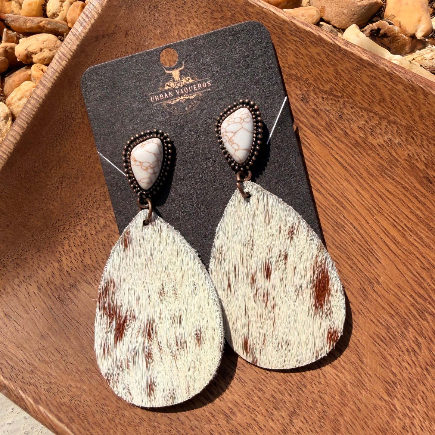 Western Hairon Teardrop Dangling Earrings