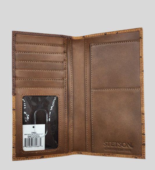 Stetson Ostrich Embossed Top Grain Leather Rodeo Wallet