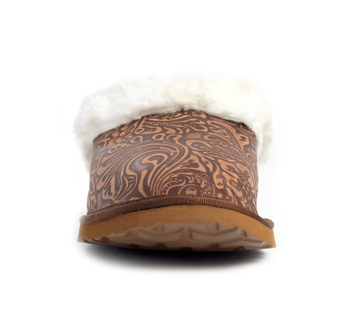 Classic Tooled Leather Slippers
