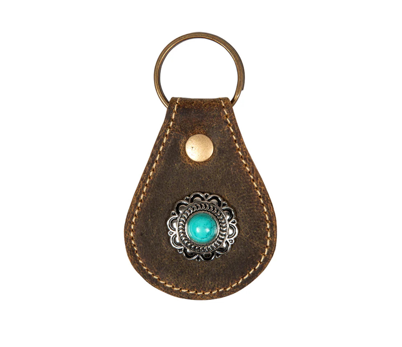 Concho Leather Keychain Fob