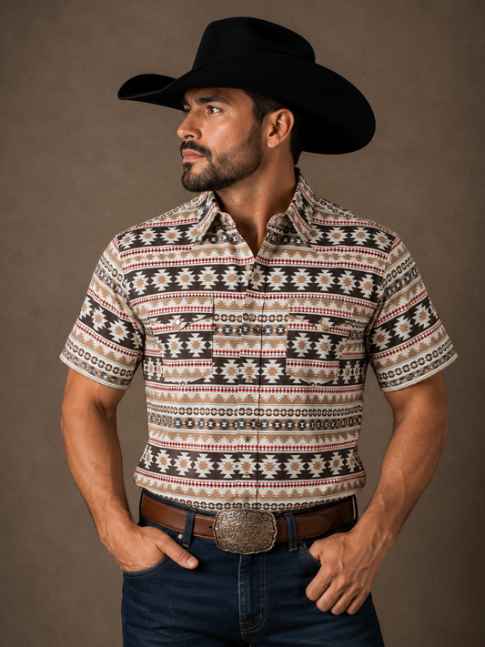 Men's Western Aztec Short Sleeve Shirt