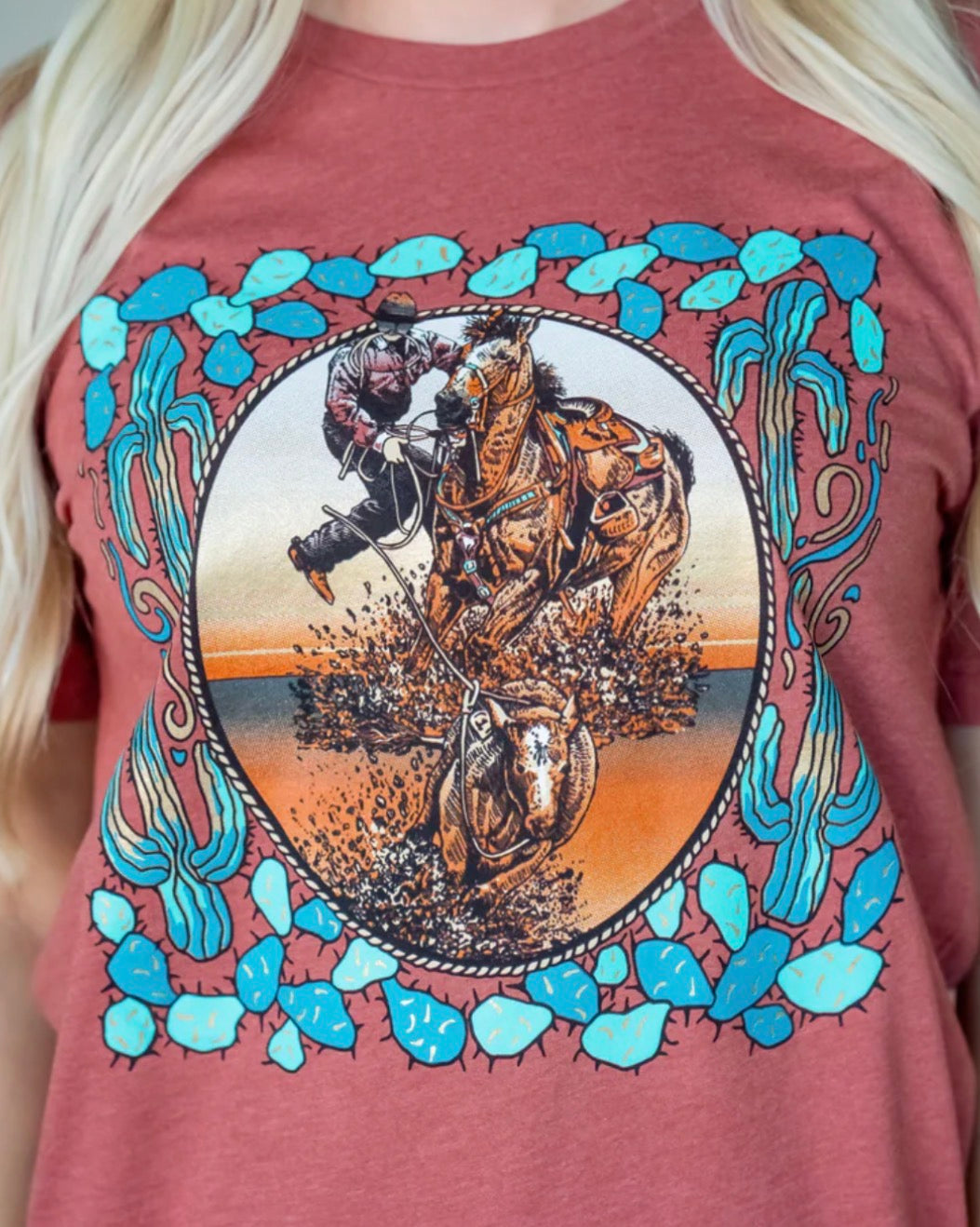 Calf Roper Cactus - Western Tee