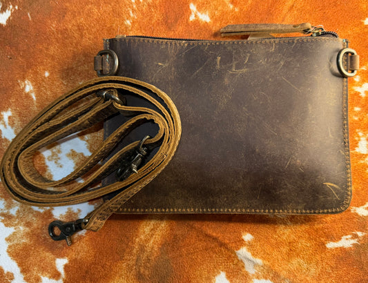 Tooled Leather Crossbody-Turquoise