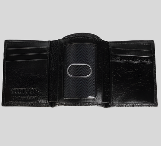 Men’s Stetson Tri-Fold Top grain croco embossed leather wallet