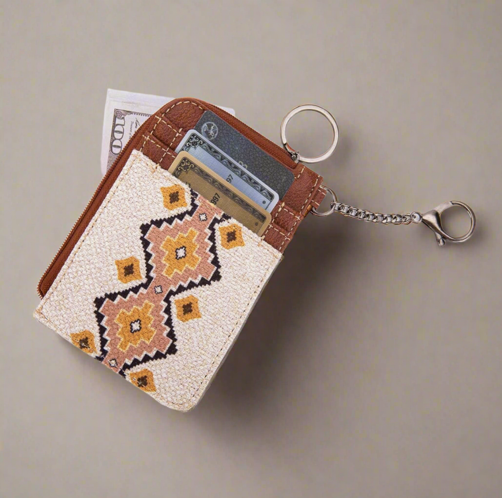 Wrangler Aztec Print Card Holder/ Keychain Wallet