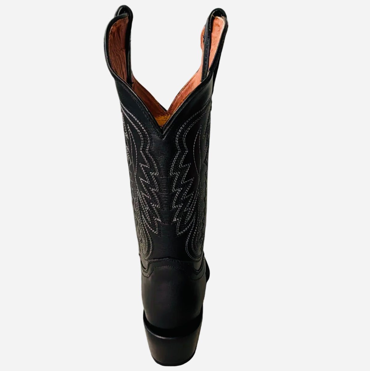 TANNER MARK WOMEN'S WIDE CALF TEXAS GOLD LEATHER SQUARE TOE BOOTS BLACK