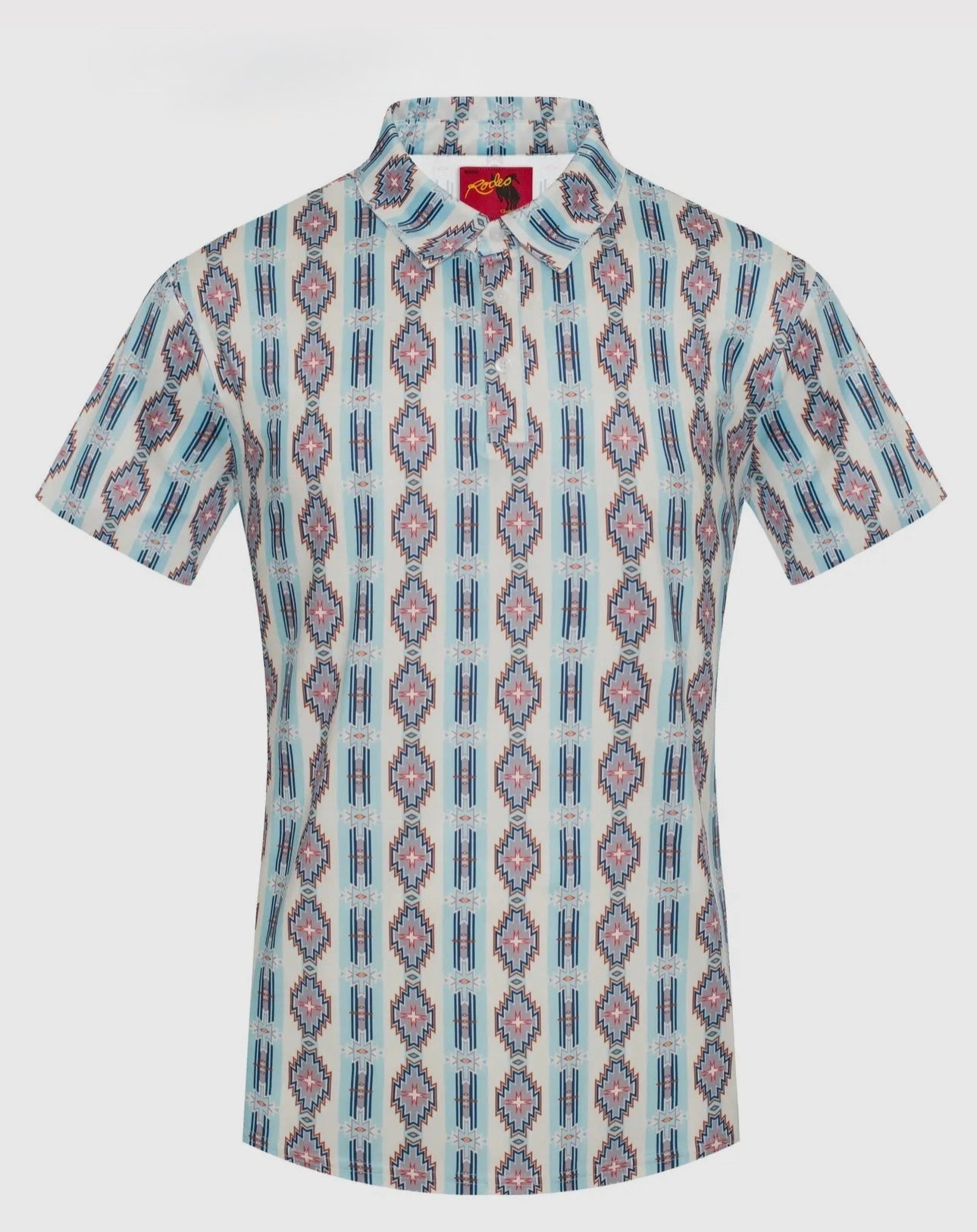Men's Short Sleeve Printed Western Aztec Polo Shirt