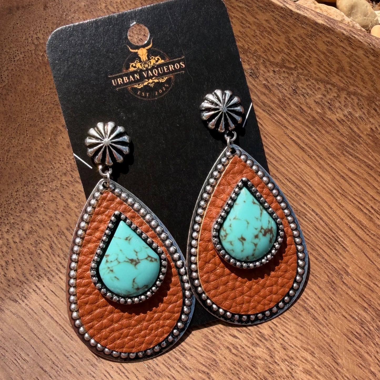Teardrop with Stone Inlay Earring