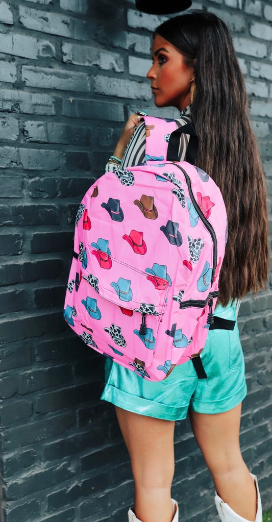 Pink Western Cowgirl Hats Backpack