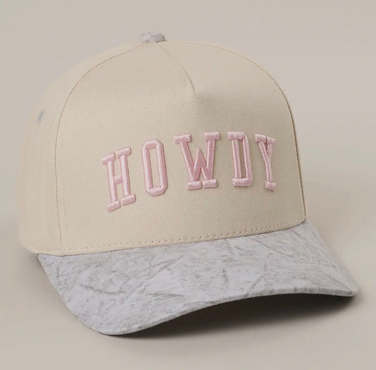 Howdy Embroidered Two-Tone White Camo Trucker Hat