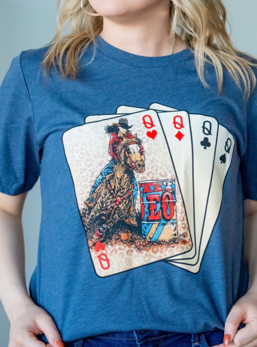 Barrel Racing Queen - Cards Western Tee