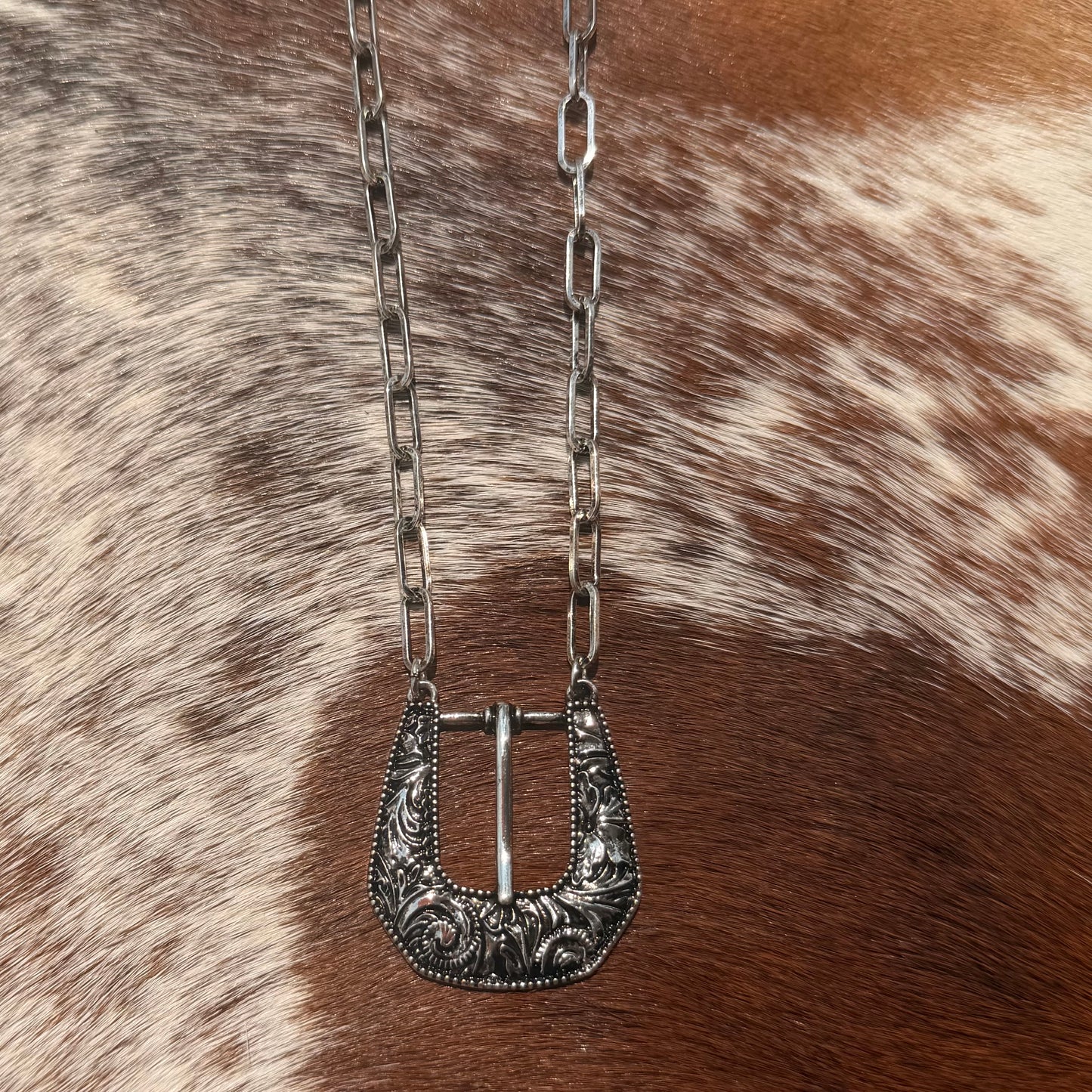 Western Belt Buckle Pendant Necklace