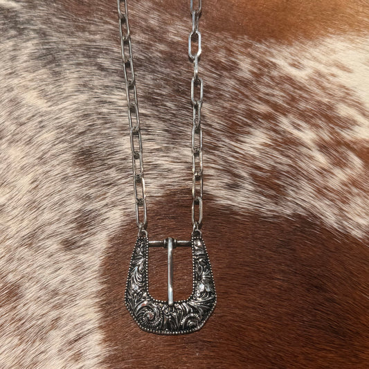 Western Belt Buckle Pendant Necklace