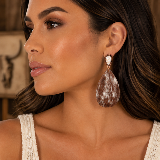 Western Hairon Teardrop Dangling Earrings