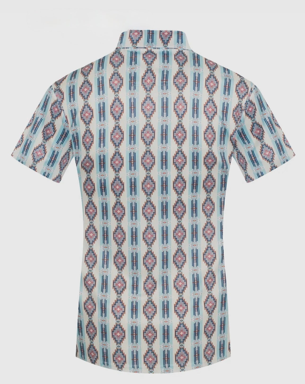 Men's Short Sleeve Printed Western Aztec Polo Shirt