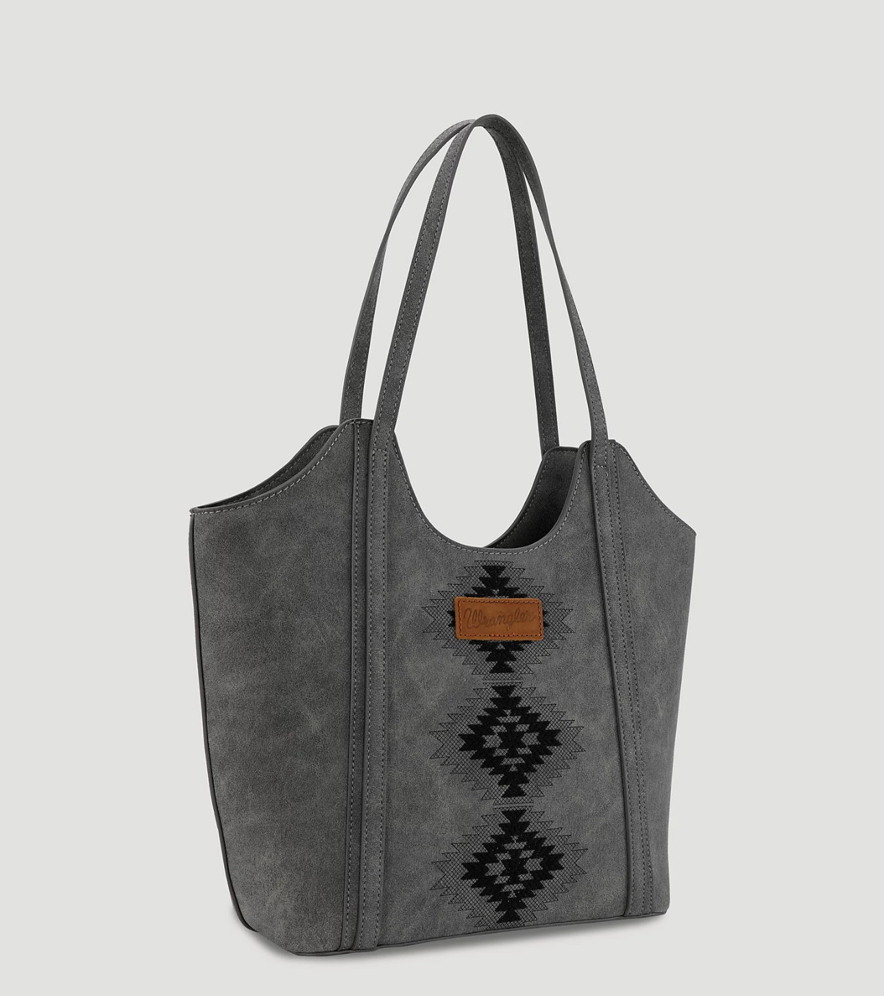 Wrangler Aztec Embroidered Tote Bag and Wallet-Black