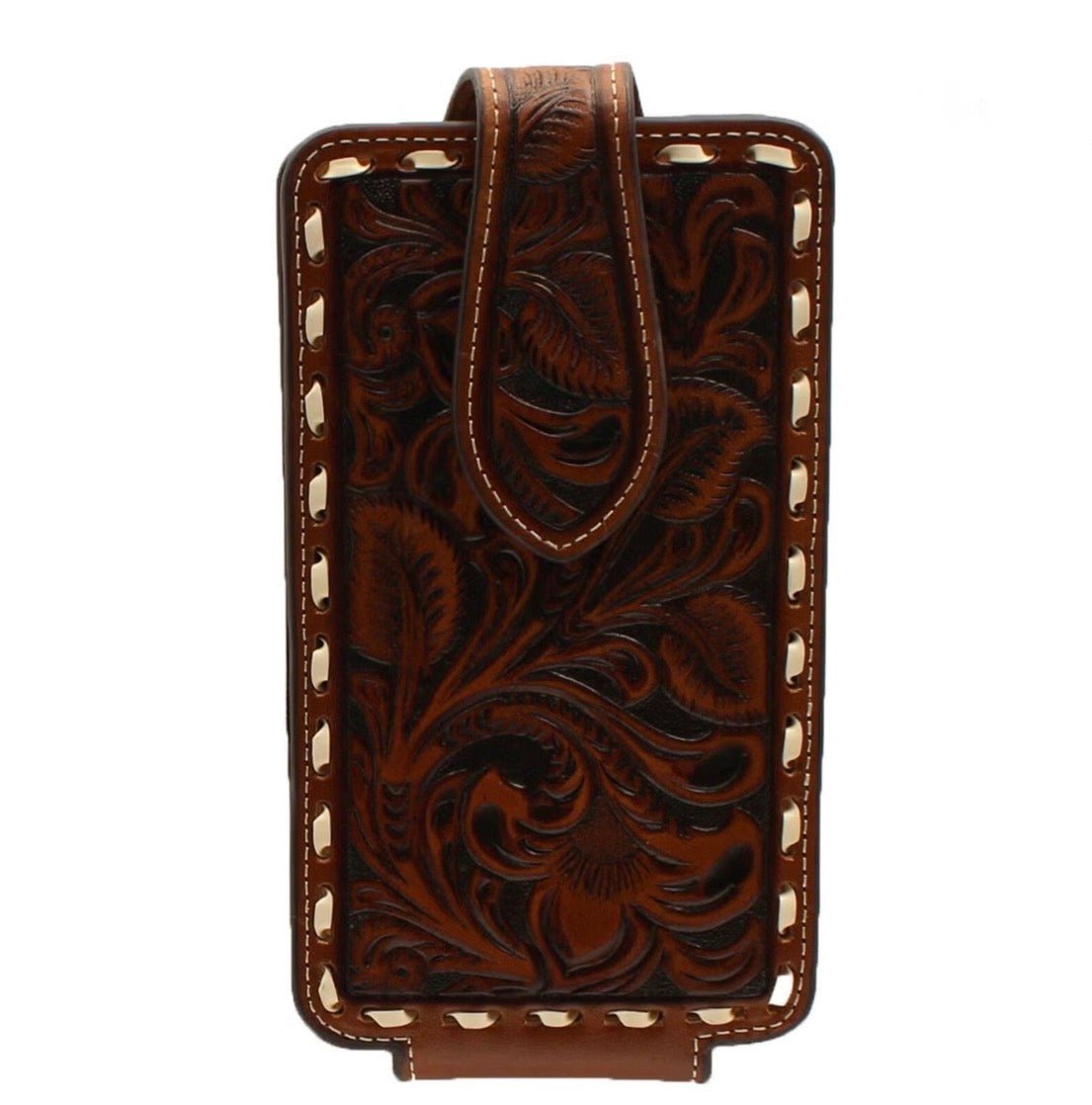 ARIAT Floral Buck Lace Leather Cell Phone Case Belt Clip
