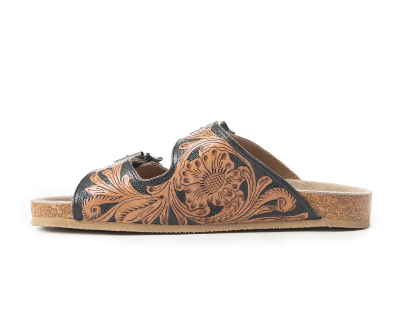 Falling Feather Sandals-Black and Brown