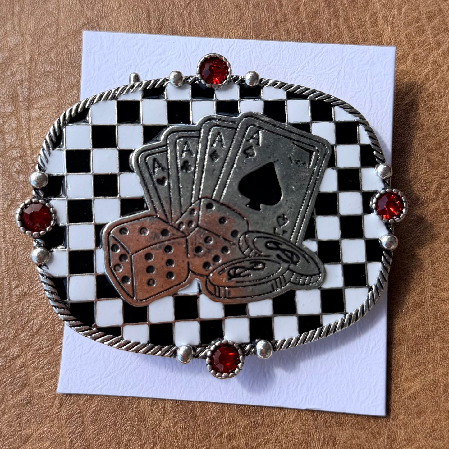 Western Belt Buckle Checker Checkered Pattern