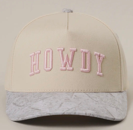 Howdy Embroidered Two-Tone White Camo Trucker Hat