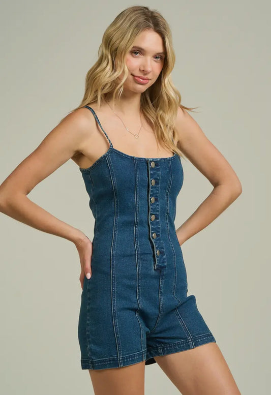 Camisole Button Denim Romper