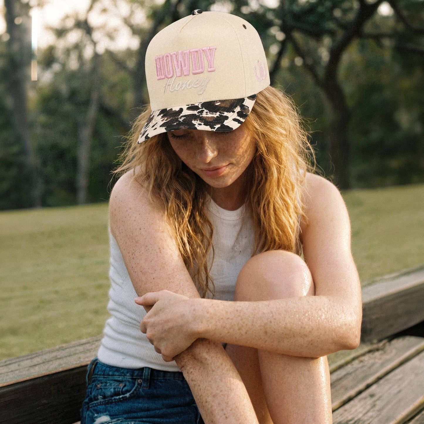 HOWDY HONEY-Cow Print EmbroideredTrucker Hat