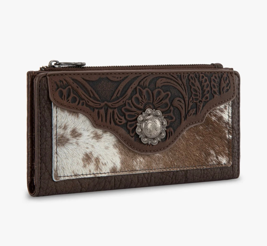 Hair-On Cowhide Tooled Wallet