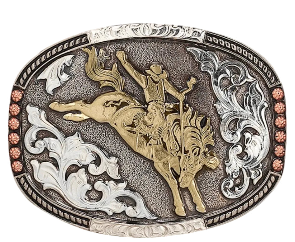 CRUMRINE TRICOLOR BAREBACK BRONC BUCKLE