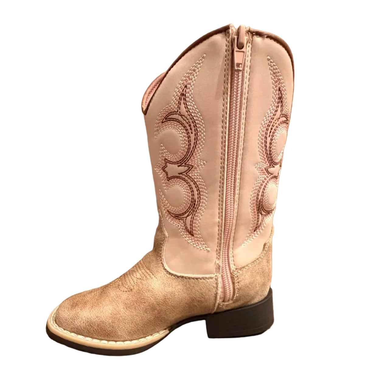 GIRLS TWISTER POSY BOOT-LIGHT PINK AND TAN