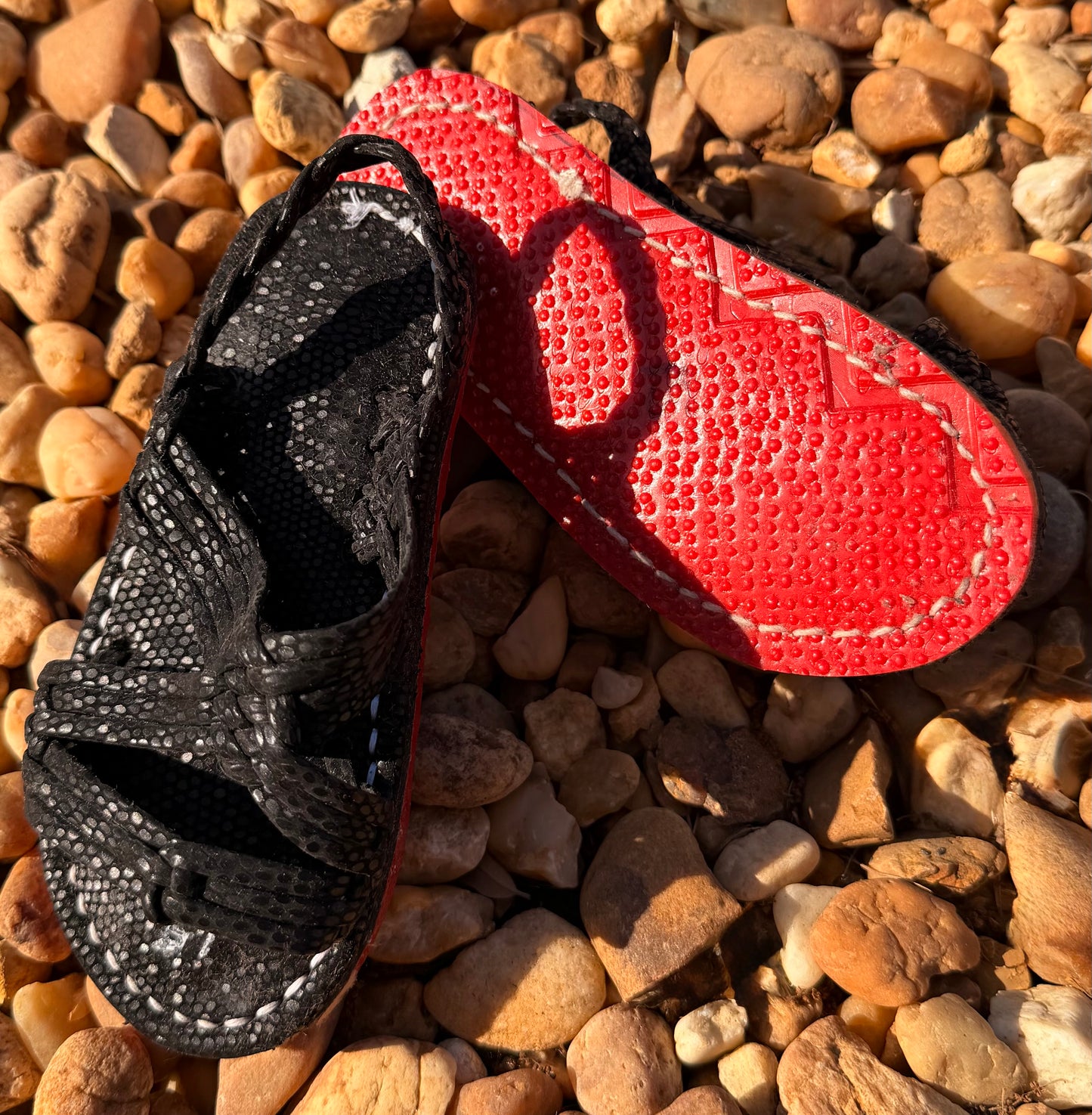 Kids Huaraches Synthetic Stingray Leather Spider Design Red/Pink Sole
