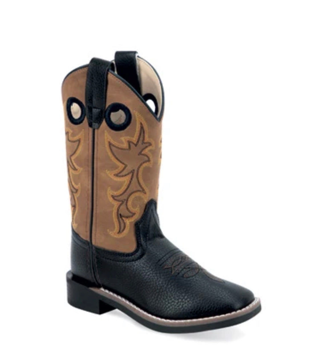 Old West Kids Black Broad Square Toe Boots