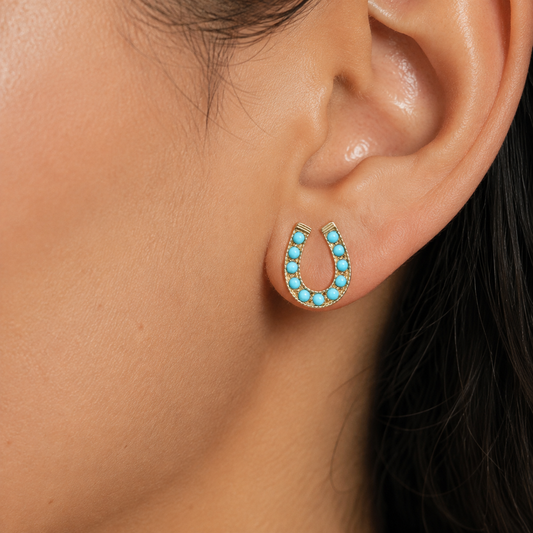Rhinestone Horseshoe Stud Earrings