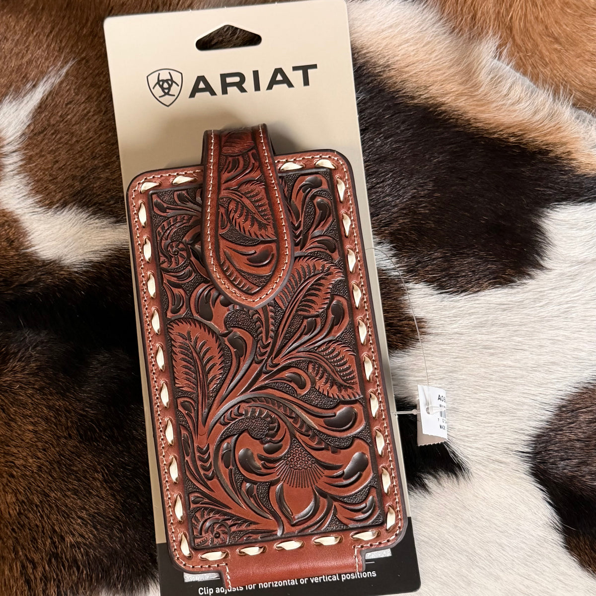 ARIAT Floral Buck Lace Leather Cell Phone Case Belt Clip