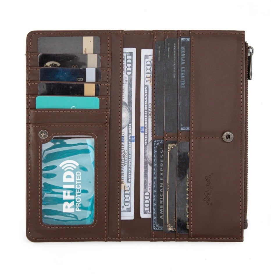 Hair-On Cowhide Tooled Wallet