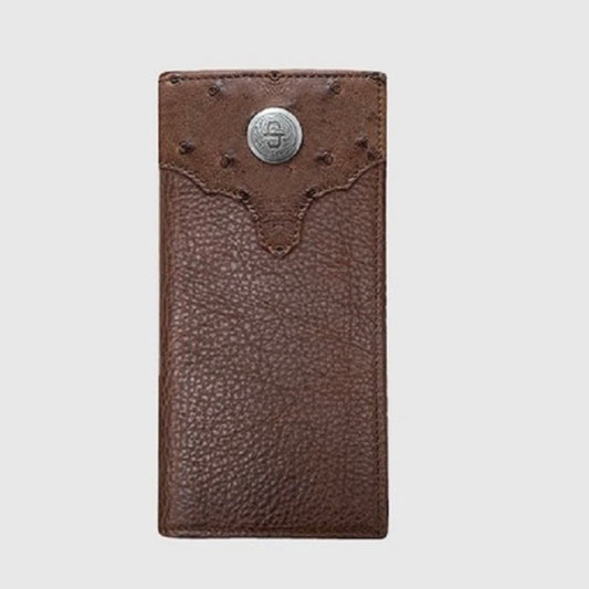 STETSON RODEO HAZLENUT OSTRICH/BISON CHECKBOOK WALLET