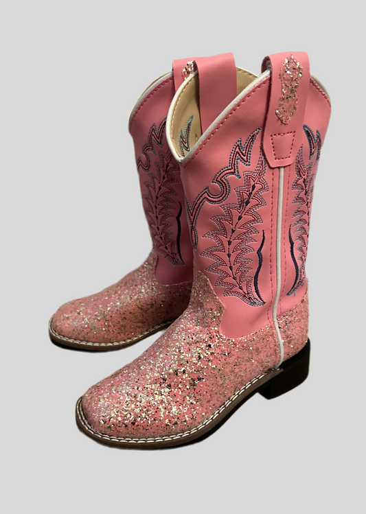 Old West Sparkling Pink Girls Boots