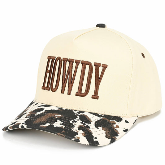 HOWDY Cow Print Trucker Hat
