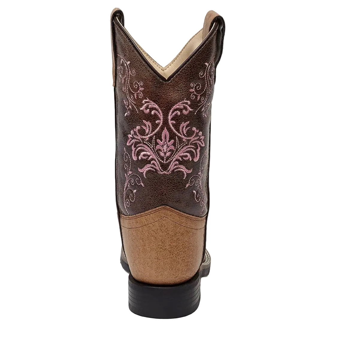 OLD WEST LITTLE GIRLS' CRACKLE WESTERN BOOTS - BROAD SQUARE TOE