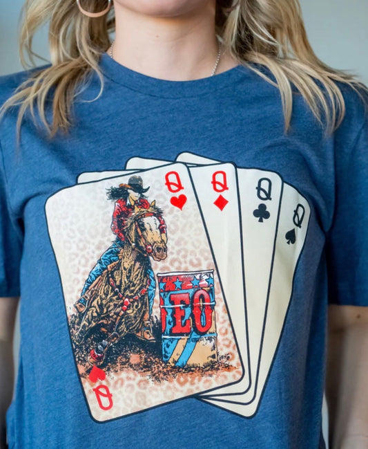 Barrel Racing Queen - Cards Western Tee