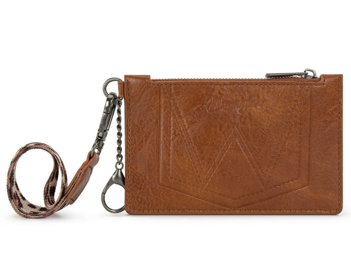 Wrangler Slim Card Holder Wristlet Keychain Wallet-Leopard