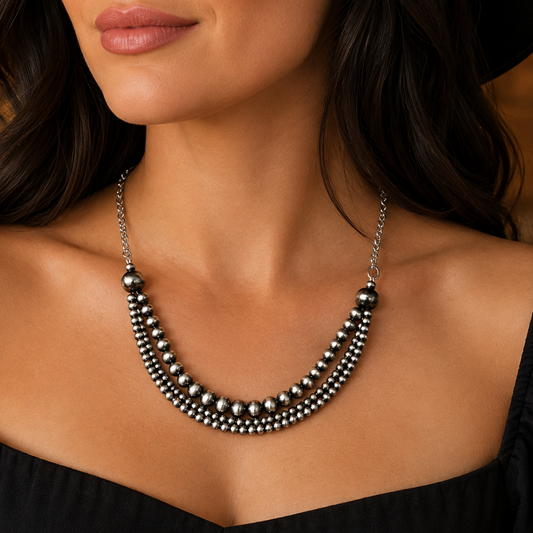 17-inch 3-strand Navajo Bead Necklace