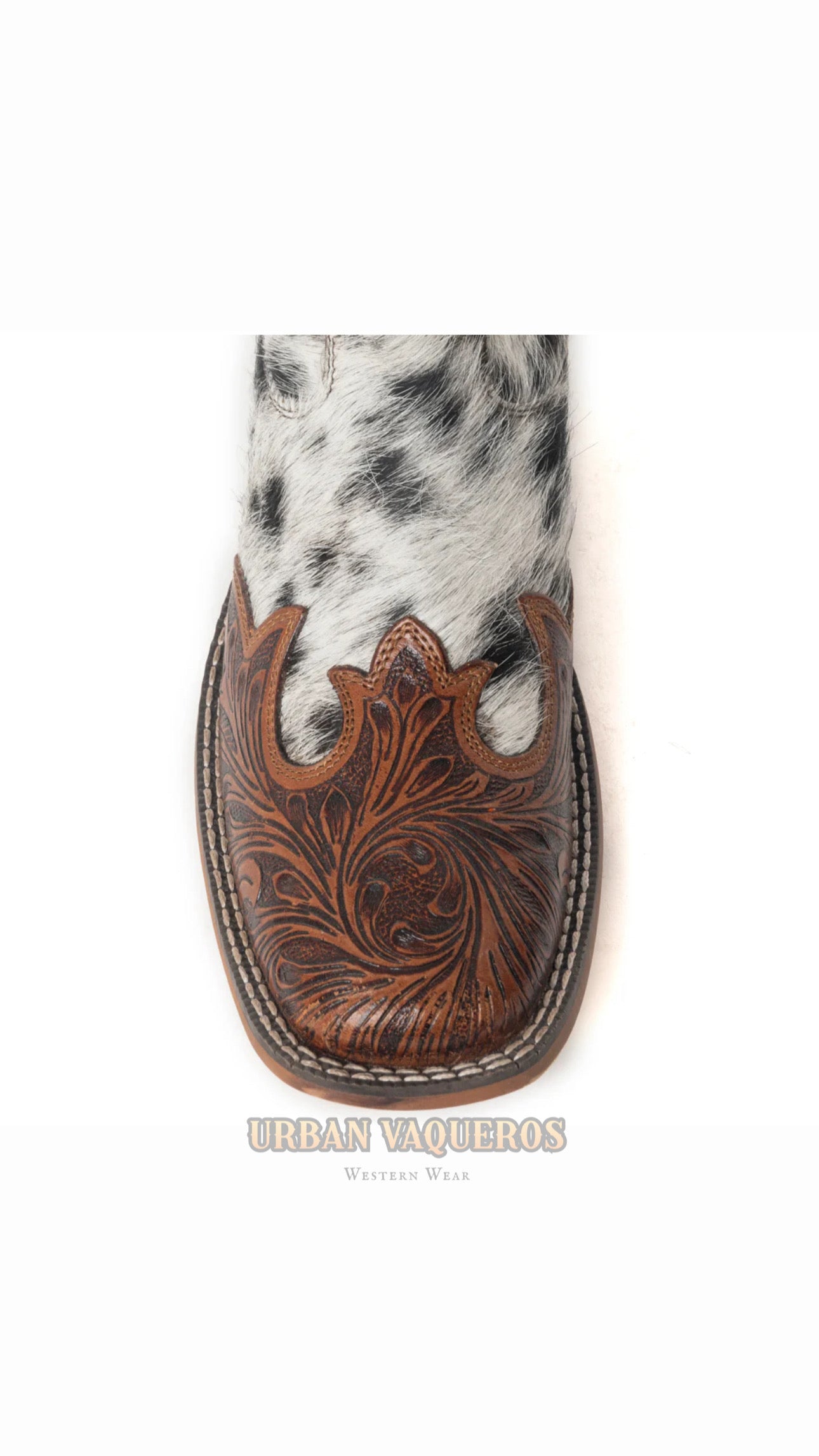 Mesa Cloud Hand Tooled Leather Boots-Black & White