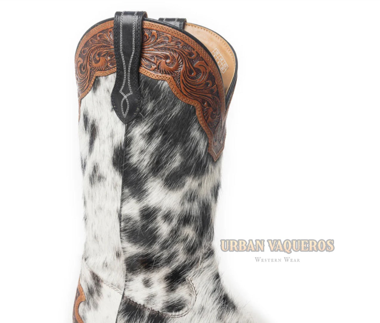 Mesa Cloud Hand Tooled Leather Boots-Black & White
