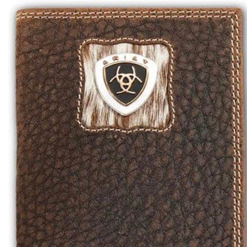 Ariat Bown and White Calf Hair Inlay Rodeo Wallet