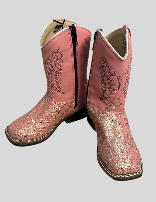 Old West Sparkling Pink Girls Boots