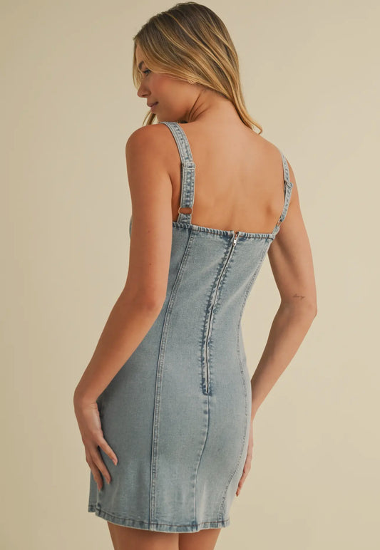 Sleeveless Denim Bustier
Mini Dress