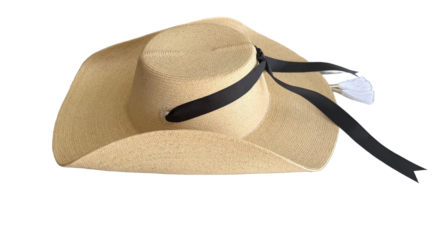 Sombrero Calentano 40 Vueltas de Astilla Hecho a Mano con Ojllos Estrellas y Campanas de Plata Fina-Unisex Urban Vaqueros Exclusive Edition